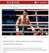 Kurier: Boxer Marcos Nader plant den schwierigsten Kampf seiner Karriere