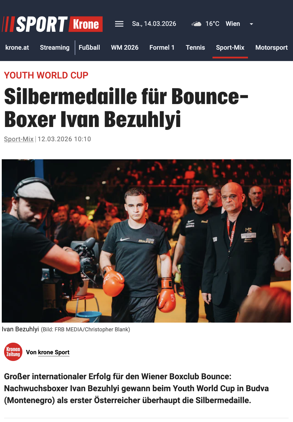 krone.at: Silbermedaille für Bounce-Boxer Ivan Bezuhlyi