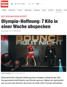 Krone.at: Olympia-Hoffnung: 7 Kilo in einer Woche abspecken