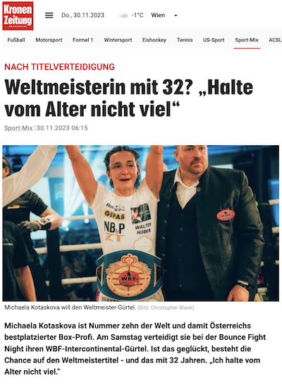 Krone.at: Weltmeisterin mit 32? „Halte vom Alter nicht viel“