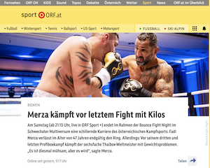 orf.at: Merza kämpft vor letztem Fight mit Kilos