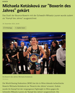 standard.at: Michaela Kotásková zur "Boxerin des Jahres" gekürt