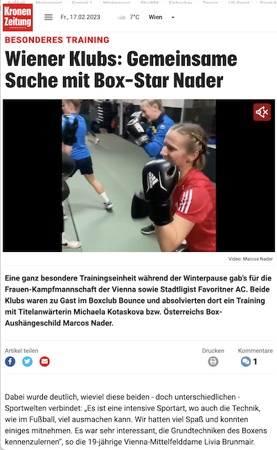 Krone online: Wr. Klubs: Gemeinsame Sache mit Box-Star Nader