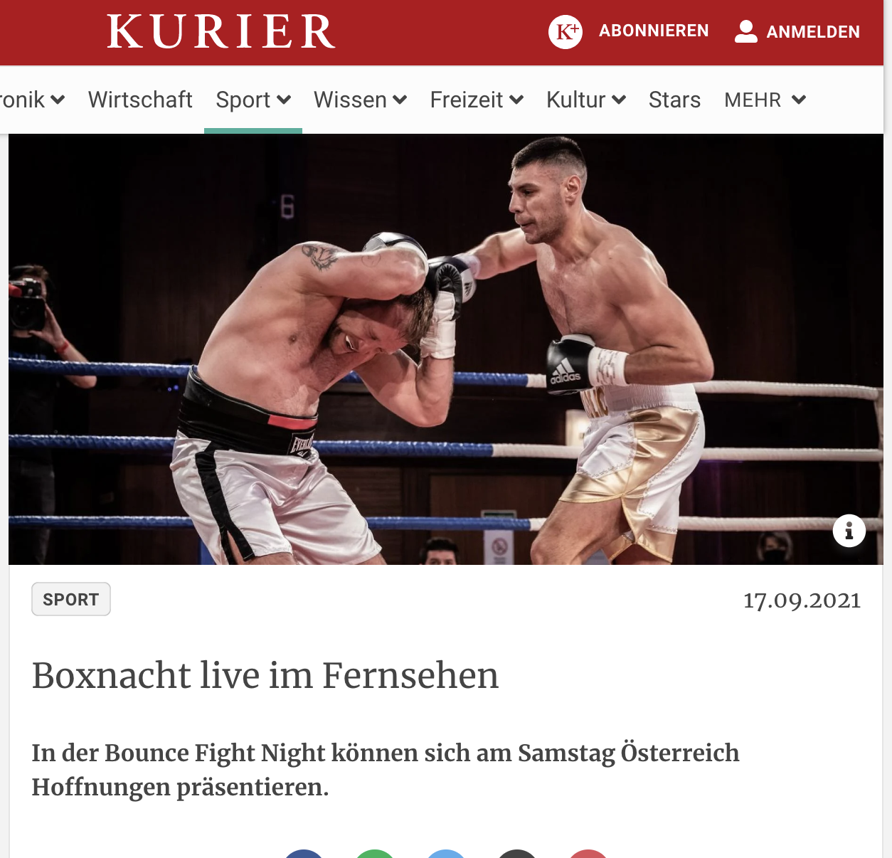 Kurier: Boxnacht live im Fernsehen