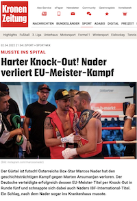Krone online: Harten Knock-Out! Nader verliert EU-Meister-Kampf