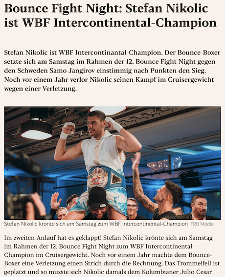 exxpress.at: Bounce Fight Night: Stefan Nikolic ist WBF Intercontinental-Champion
