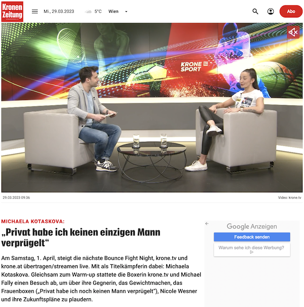 Krone TV: „Privat habe ich keinen einzigen Mann verprügelt“