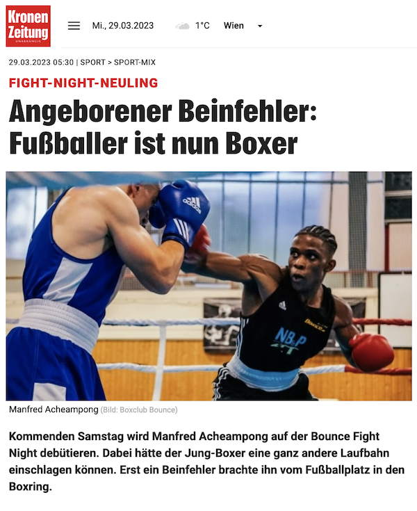 Krone online: Boxer warnt: „Fußballer ist nun Boxer“