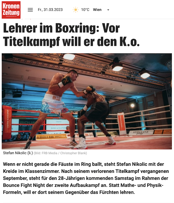 Krone.at: Lehrer im Boxring: Vor Titelkampf will er den K.o.