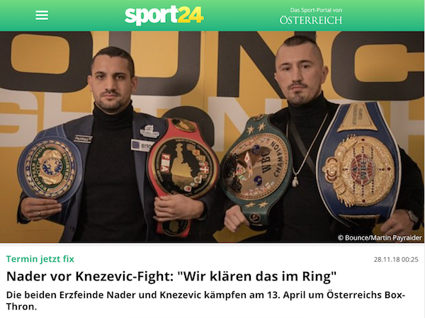 oe24.at: Nader vor Knezevic-Fight
